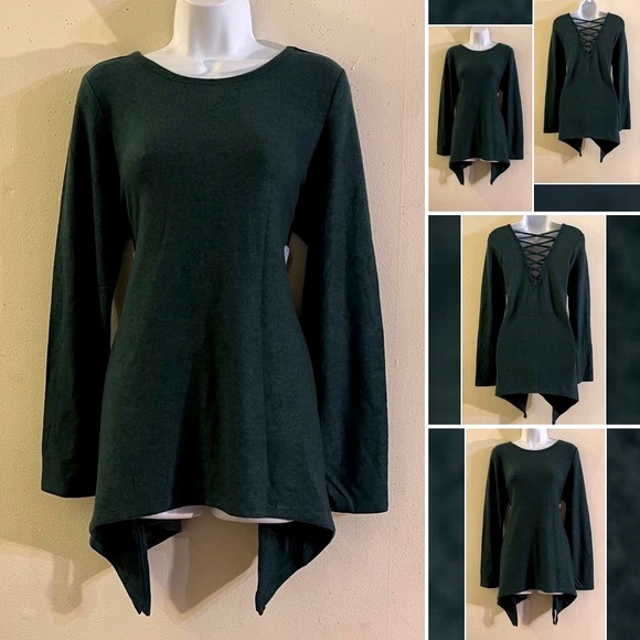 Torrid Plush Dark Green  Lattice Back Top/Sweater - Picture 7 of 10